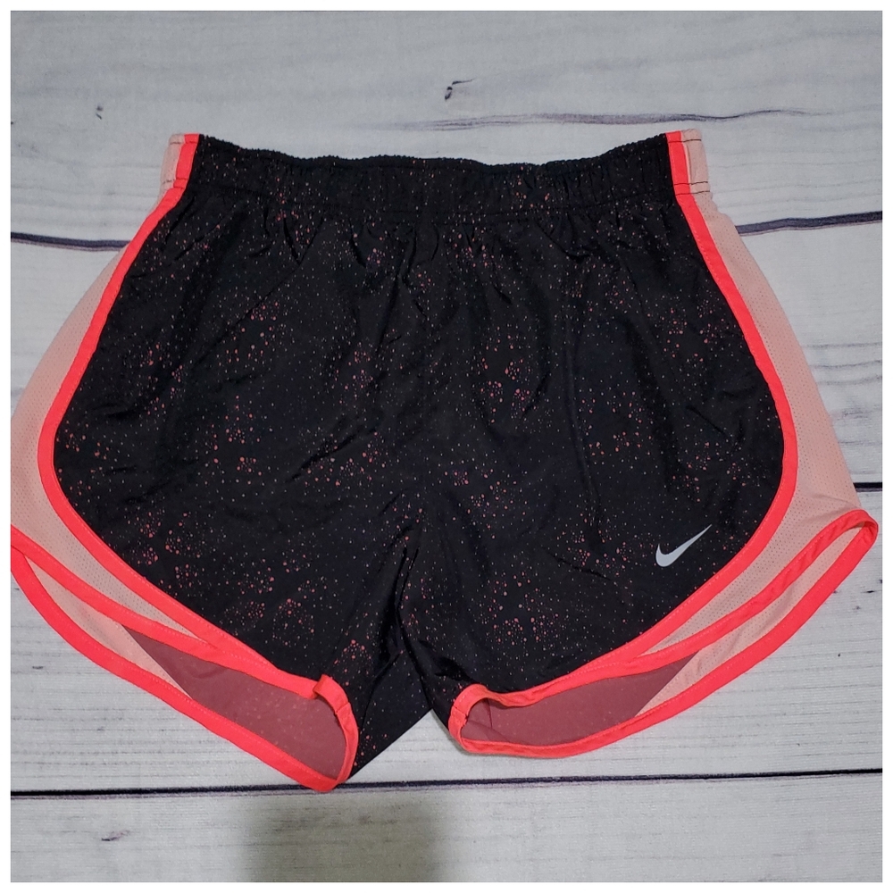 Nike Dri Fit Women’s Running Shorts Lined Black NeonPink Accent or polkadot Sz S